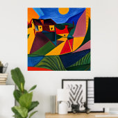 Vette zonsondergang Picasso kunst Poster (Thuiskantoor)
