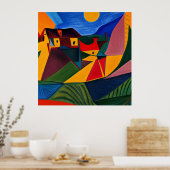 Vette zonsondergang Picasso kunst Poster (Keuken)