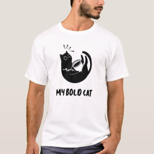 Vette zwarte kat nippen hete Drink op de rug T-shirt