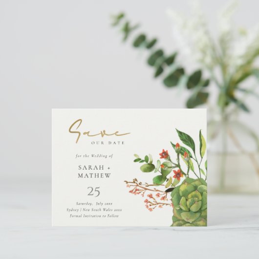 VETTIIGE CACTUS ORANJE WATER SPAAR DE DATUM AANKONDIGINGSKAART (Staand voorkant)