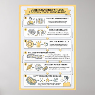 Vetverlies: Een 6-staps medische infographic Poster