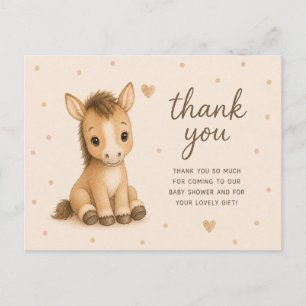 Veulen Baby Paard Bedankt voor Baby Shower Briefkaart