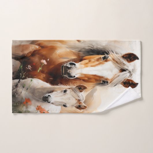 Veulen en paard in de papaverweide bad handdoek (Handdoek)