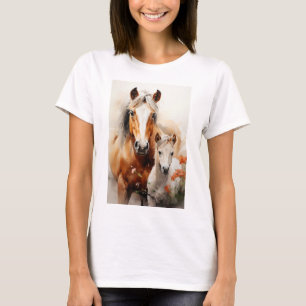 Veulen en paard in de papaverweide t-shirt