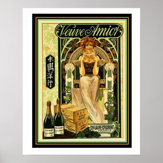 Veuve Amiot Art Déco Champagne Annonce Poster 16 x (Devant)