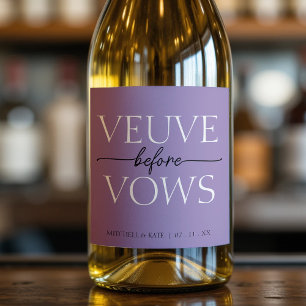 Veuve voor geloften Lavendel Paarse Vrijgezellenfe Sparkling Wijnetiket