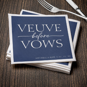 Veuve voor geloften Navy blauw & wit Vrijgezellenf Servet