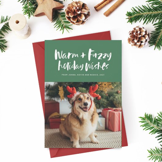 Veux chauds et flous vert drôle carte de vacances 