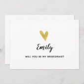 Veux-tu être ma demoiselle d'honneur ? Carte éléga (Devant / Derrière)