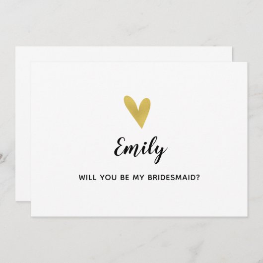 Veux-tu être ma demoiselle d'honneur ? Carte éléga (Devant / Derrière)