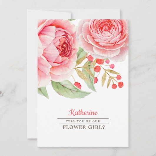 Veux-tu être notre Fille des Fleurs ? Carte d'invi (Devant)