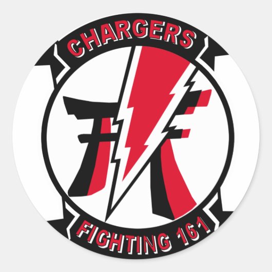 VF-161 Chargers Squadron & F-4 Phantom Ronde Sticker (Voorkant)