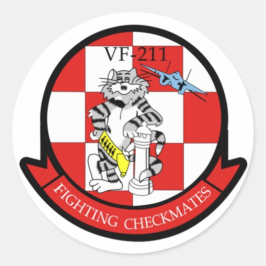 VF-211 Vechtende Checkmates Ronde Sticker (Voorkant)