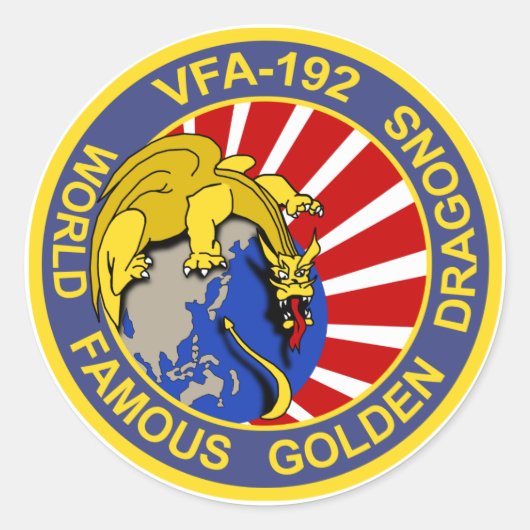VFA-192 Golden Dragons Ronde Sticker (Voorkant)