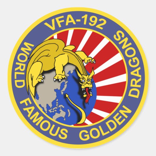 VFA-192 GOLDENDRAGONS squadron patch Ronde Sticker (Voorkant)