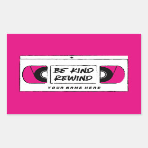 VHS Roze opnieuw spoelen Rechthoekige Sticker
