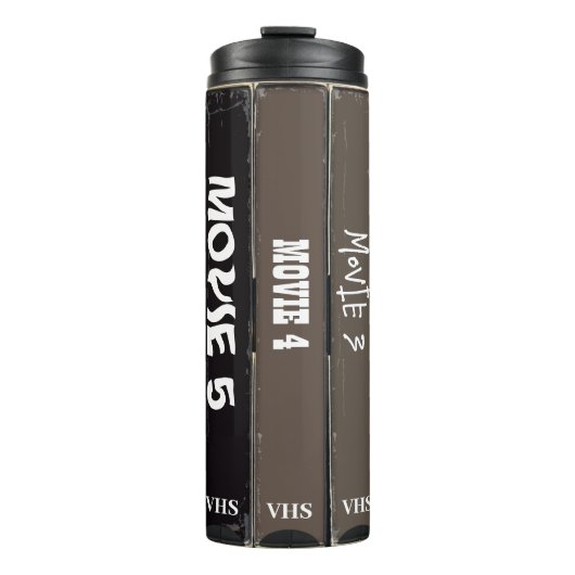VHS tapes cassettes Gepersonaliseerde filmtitels Thermosbeker (Voorkant)