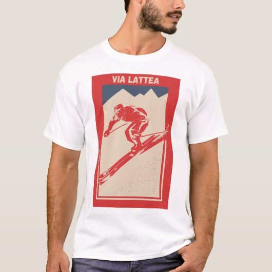 Via Lattea Italië Frankrijk skioord retro T-shirt (Voorkant)