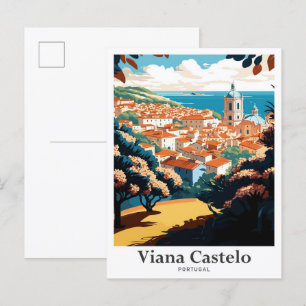 Viana Castelo Vintage reisillustratie Briefkaart