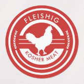 Viande Étiquette Kosher rouge et blanche (Design 2)