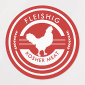 Viande Étiquette Kosher rouge et blanche (Design 1)