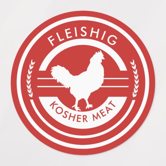 Viande Étiquette Kosher rouge et blanche (Design 1)