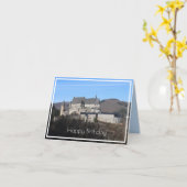 Vianden Castle Winter Uitzicht, Luxemburg, jarig Kaart (Gele Bloem)