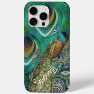 Vibe  Damask Peacock Feathers iPhone iPhone 15 Pro Max Hoesje