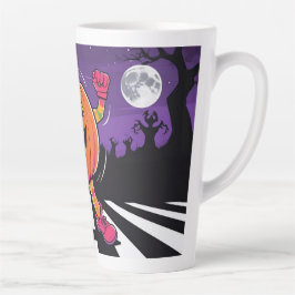 Vibe me Jack-o-lantern Tshirt met lange mouwen Latte Mok