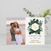 Vibe Tropicale Mariage FOIL Enregistrer La Carte D (Debout devant)