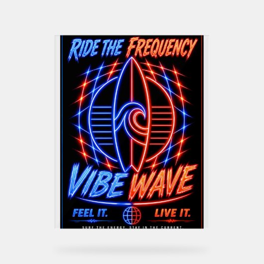 Vibe Wave Neon Surf Poster – Retro Synthwave Aesth (Recto)