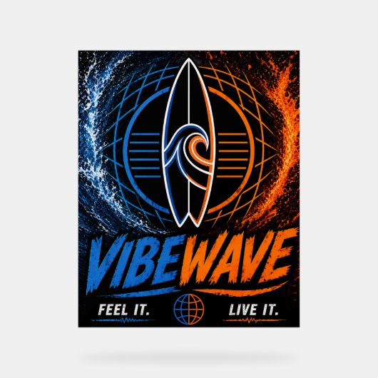 Vibe Wave Neon Surf Poster – Retro Synthwave Aesth (Recto)