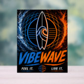 Vibe Wave Neon Surf Poster – Retro Synthwave Aesth (Neutre)