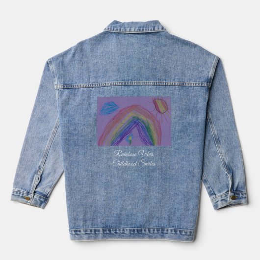 Vibes Arc-en-ciel, Veste Denim souriante pour enfa (Verso)
