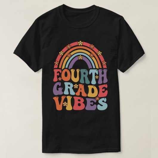 Vibes Boho regenboog vierde klas terug naar school T-shirt (Design voorkant)