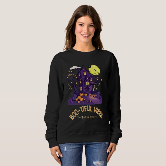 Vibes Boo-Tiful Sweatshirt Halloween (Devant entier)