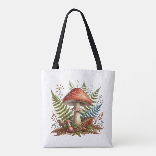 vibes & bosvondsten-paddenstoel & wilde varens draagtas (Achterkant)