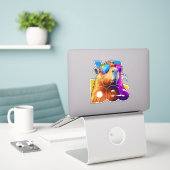Vibes Capybara Retro Design Sticker (Laptop op bureau)