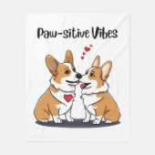Vibes Corgis in liefde Fleece Deken (Voorkant)