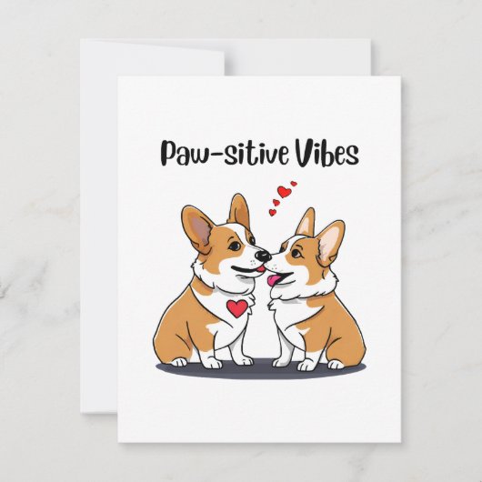 Vibes Corgis in liefde Notitiekaartje (Voorkant)