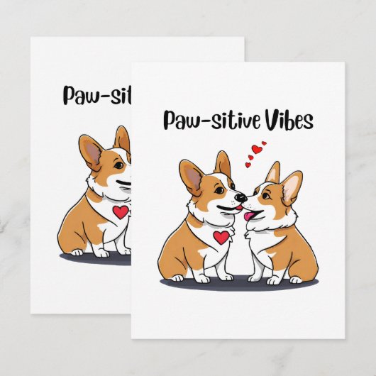 Vibes Corgis in liefde Notitiekaartje (Voorkant / Achterkant)