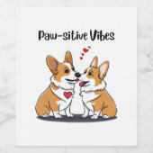 Vibes Corgis in liefde Wijn Etiket (Enkel label)