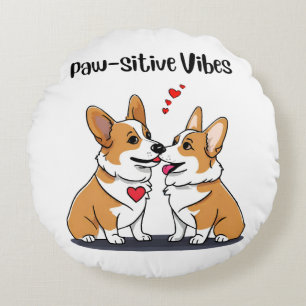 Vibes Corgis in Love Rond Kussen