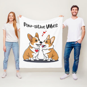 Vibes Corgis verliefd Fleece Deken