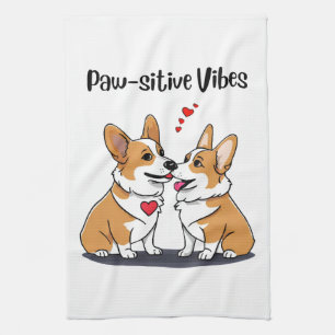 Vibes Corgis verliefd Theedoek