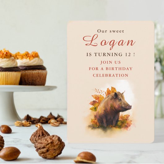 Vibes d'automne Boar - Carte d'invitation d'annive