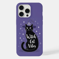 Vibes de Chat Sorcière Violet Halloween iPhone 15