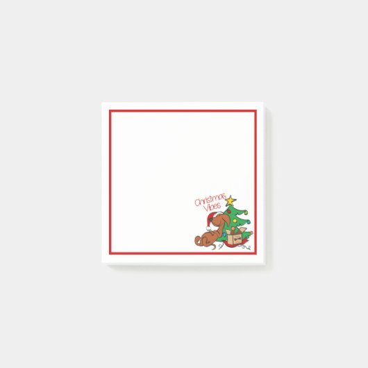 Vibes de Noël Dachshund Dog Post-It Notes (Devant)