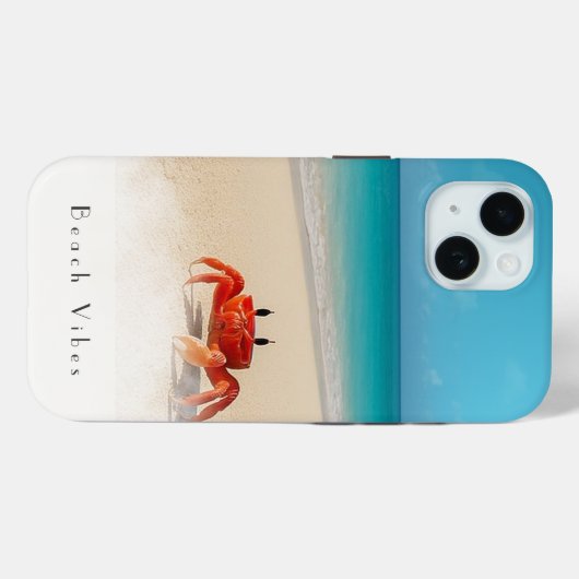 Vibes de plage - iPhone 15 Coque 1 Crabe (Verso (horizontal))