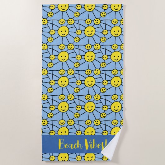 "Vibes de plage !" Serviette souriante Sun Beach (Devant)